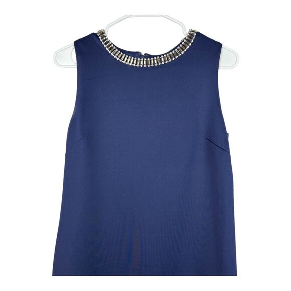 Cynthia Rowley navy blue cocktail dress Sz 6 jeweled neck - Picture 3 of 7